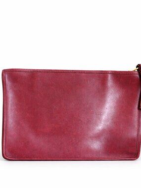 Vintage Coach NYC Oxblood Leather Clutch Talon Zipper Glove-Tanned Cowhide